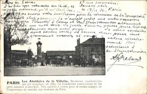 Ak Paris 19. Jahrhundert La Villette, Die Schlachthöfe von La Villette