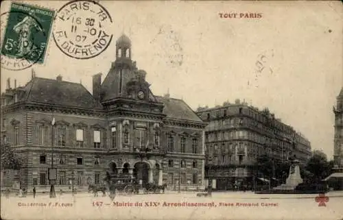 Ak Paris XIX, Rathaus, Place Armand Carrel