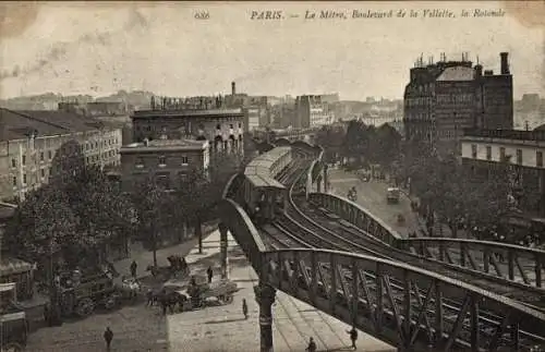 Ak Paris XIX, Boulevard de la Villette, Le Metro, la Rotonde