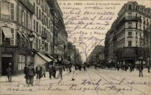 Ak Paris XIX, Eingang zur Rue de Flandre