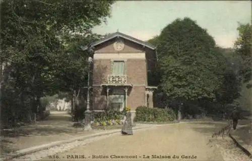 Ak Paris XIX. Buttes Chaumont, Haus der Garde