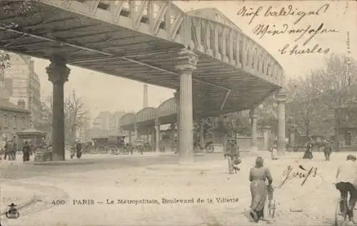 Ak Paris XIX, Boulevard de la Villette, Metropolitan