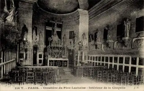Ak Paris 20. Jahrhundert, Friedhof Père-Lachaise, Innenraum der Kapelle
