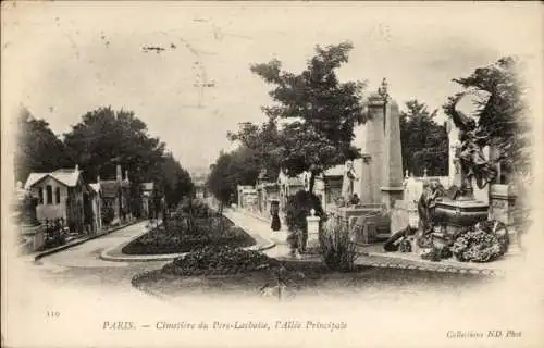 Ak Paris XX., Friedhof Père-Lachaise, Allee Principale