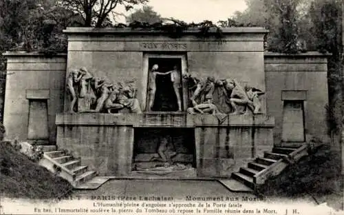 Ak Paris 20. Jahrhundert, Friedhof Père-Lachaise, Kriegerdenkmal