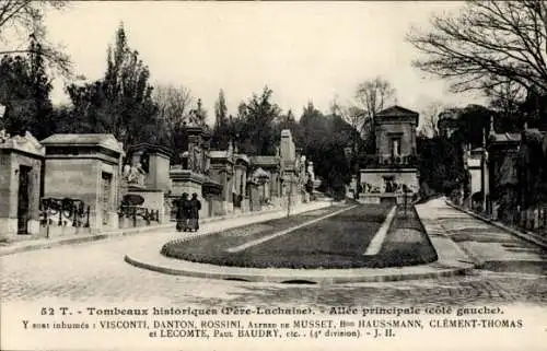 Ak Paris XX, Père Lachaise, Hauptgasse