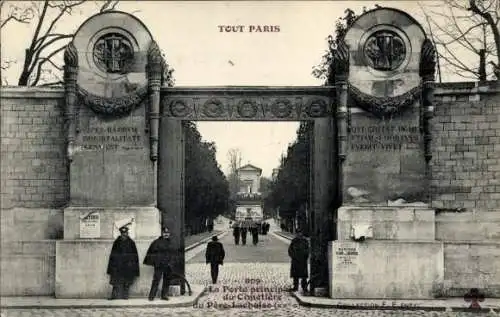 Ak Paris 20. Jahrhundert, Friedhof Père-Lachaise, Haupttor