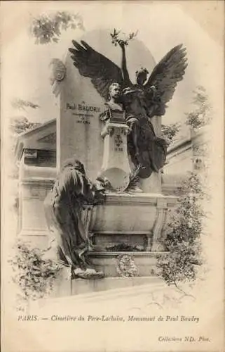 Ak Paris 20. Jahrhundert, Friedhof Père-Lachaise, Denkmal von Paul Baudry