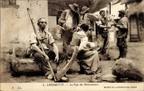 Künstler Ak Lhermitte, L., Zahltag der Schnitter, Mann mit Sense