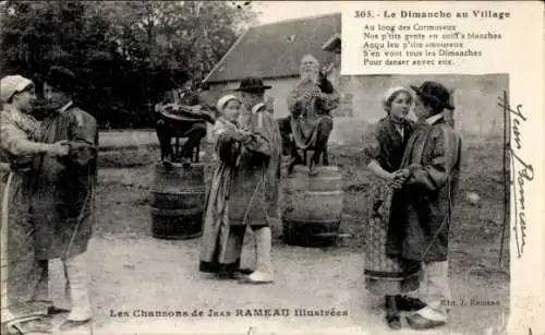 Ak Die Lieder von Jean Rameau, Sonntag im Dorf