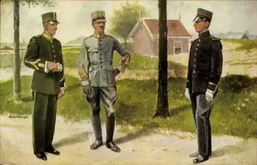 Künstler Ak van Oorschot, Niederländische Soldaten in Uniformen, Unteroffiziere