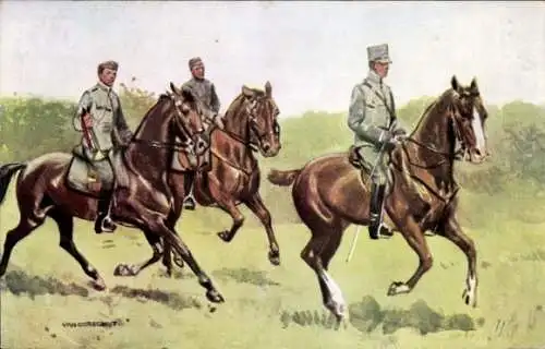 Künstler Ak van Oorschot, Niederländische Soldaten in Uniformen, Kavallerie