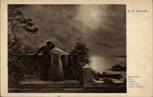 Künstler Ak Belawski, K. O., Sehnsucht, Liebespaar, Garten