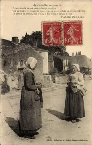 Ak Französische Tracht, Zwei Frauen im Gespräch