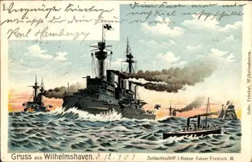 Ak Deutsches Kriegsschiff, Schlachtschiff Kaiser Friedrich III.