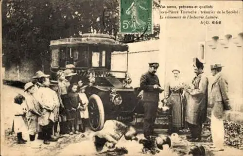 Ak Automobil, Polizist, Autofahrer, Fahrgäste, Kinder