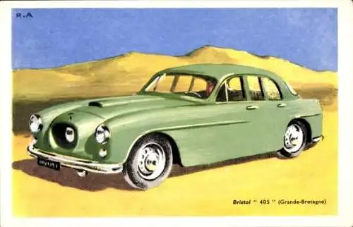 Künstler Ak Bristol 405, Grande Bretagne, Grünes Auto