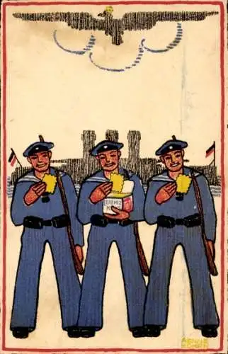 Künstler Ak Koken, Aenne, H. Bahlsens Keksfabrik Hannover, Matrosen, Kaiserliche Marine, I. WK