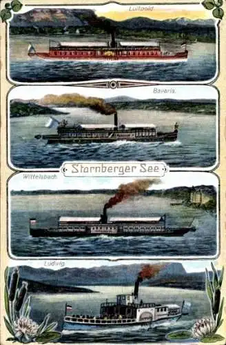 Ak Starnberger See, Salondampfer, Luitpold, Bavaria, Wittelsbach, Ludwig
