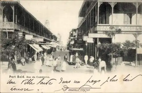 Ak Port Said Ägypten, Rue du Commerce