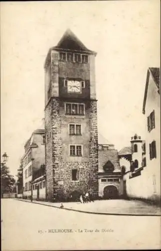 Ak Mulhouse Haut Rhin, Vue générale de la Tour du Diable