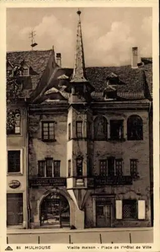 Ak Mulhouse Haut Rhin, Vieille maison, Place d l'Hotel de Ville
