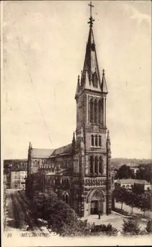 Ak Mulhouse Haut Rhin, Eglise Saint-Etienne