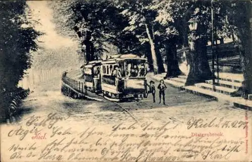 Ak Düsternbrook Kiel, Allee, Straßenbahn