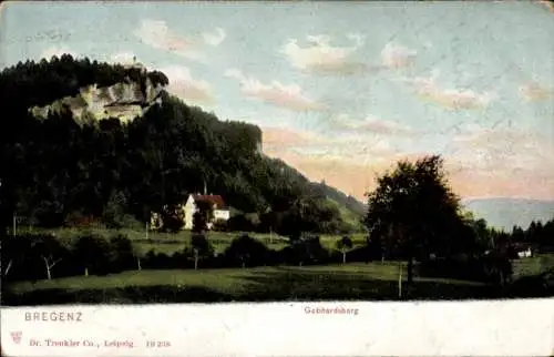 Ak Bregenz Vorarlberg, Gebhardsberg, Wohnhaus, Felsen, Weiden