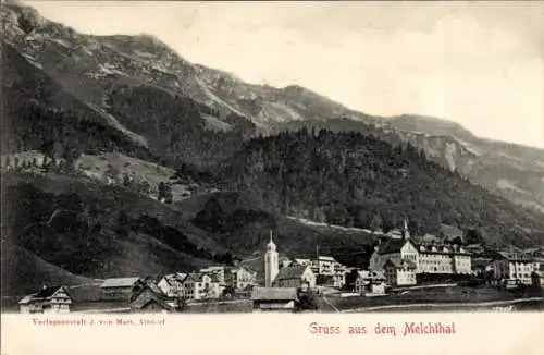 Ak Melchtal Halbkanton Obwalden, Blick auf den Ort