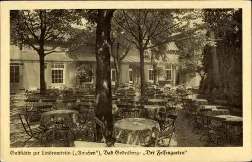 Ak Bad Godesberg Bonn am Rhein, Gaststätte zur Lindenwirtin, Ännchen, Der Felsengarten