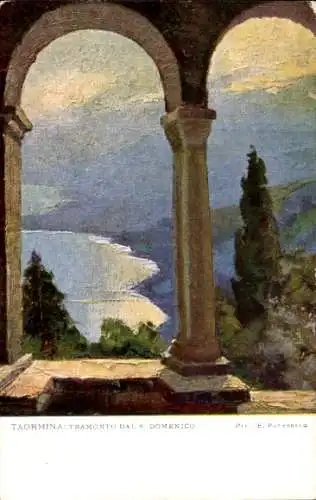Künstler Ak Taormina Sicilia, Tramonto dal S. Domenico