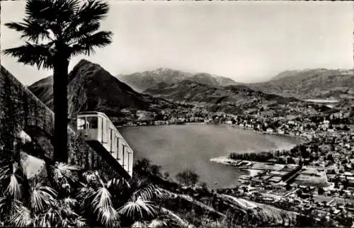 Ak Lugano Kanton Tessin Schweiz, Panorama, Funicolare Monte Bre