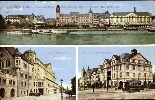Ak Koblenz Rhein, Oberpräsidium, Regierung, Kaiser-Wilhelm-Ring, Koblenzer Hof Belle-Vue