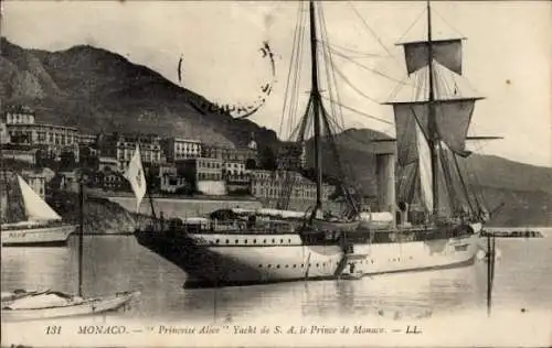 Ak Monaco, Dampfer Princesse Alice, Yacht du Prince de Monaco