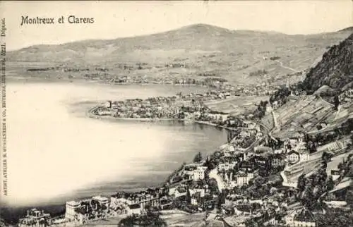 Ak Montreux Kanton Waadt Schweiz, Clarens, Gesamtansicht