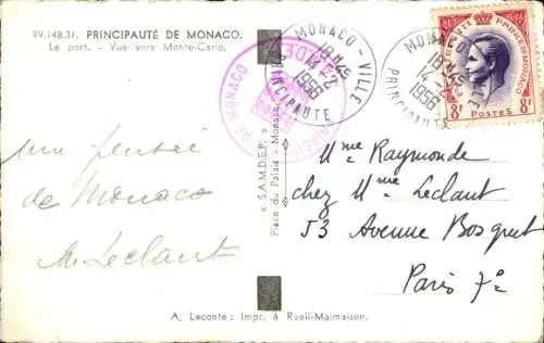 Ak Monte Carlo Monaco, Hafen, Panorama