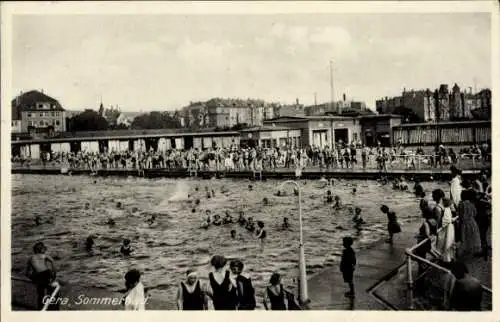 Ak Gera in Thüringen, Sommerbad, Badegäste