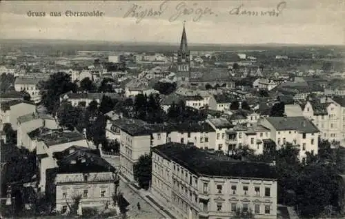 Ak Eberswalde im Kreis Barnim, Gesamtansicht, Kirchturm