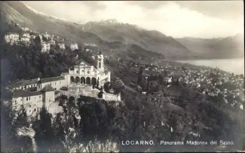 Ak Locarno Kanton Tessin Schweiz, Panorama, Madonna del Sasso