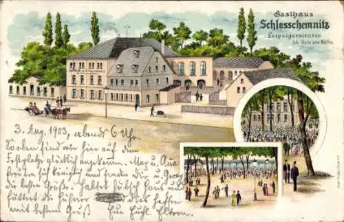 Litho Chemnitz in Sachsen, Gasthaus Schlosschemnitz, Leipzigerstraße