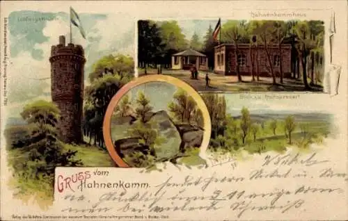Künstler Litho Alzenau im Spessart Unterfranken, Hahnenkamm, Hahnenkammhaus, Ludwigsturm