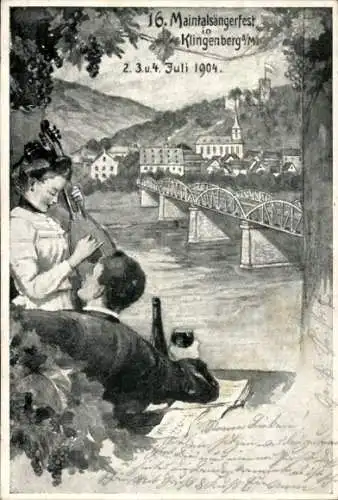 Künstler Ak Klingenberg am Main Unterfranken, 16. Maintalsängerfest Juli 1904