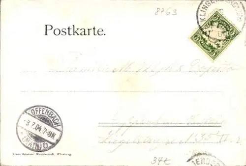 Künstler Ak Klingenberg am Main Unterfranken, 16. Maintalsängerfest Juli 1904