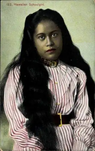 Ak Hawaii USA, Hawaiianisches Schulmädchen