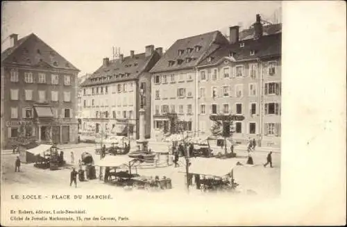 Ak Le Locle Kt Neuchâtel, Place du Marche