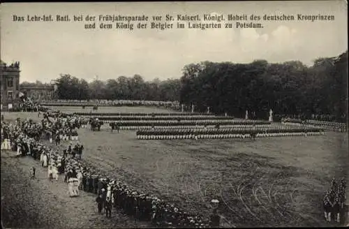 Ak Potsdam in Brandenburg, Lehr Infanterie Batl. bei Frühjahrsparade im Lustgarten, belgischer König
