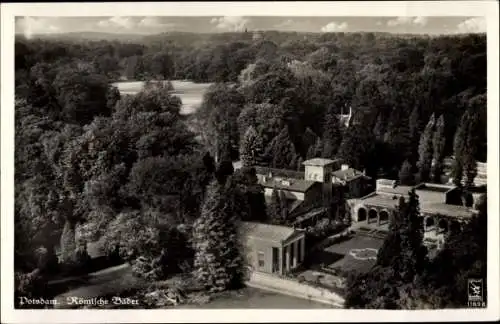 Ak Potsdam in Brandenburg, Römische Bäder, Fliegeraufnahme