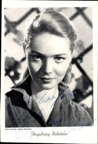 Ak Schauspielerin Ingeborg Schöner, Portrait, Bluse, Autogramm