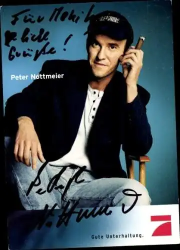 Ak Schauspieler Peter Nottmeier,  Portrait, Autogramm, Pro7, Zigarre
